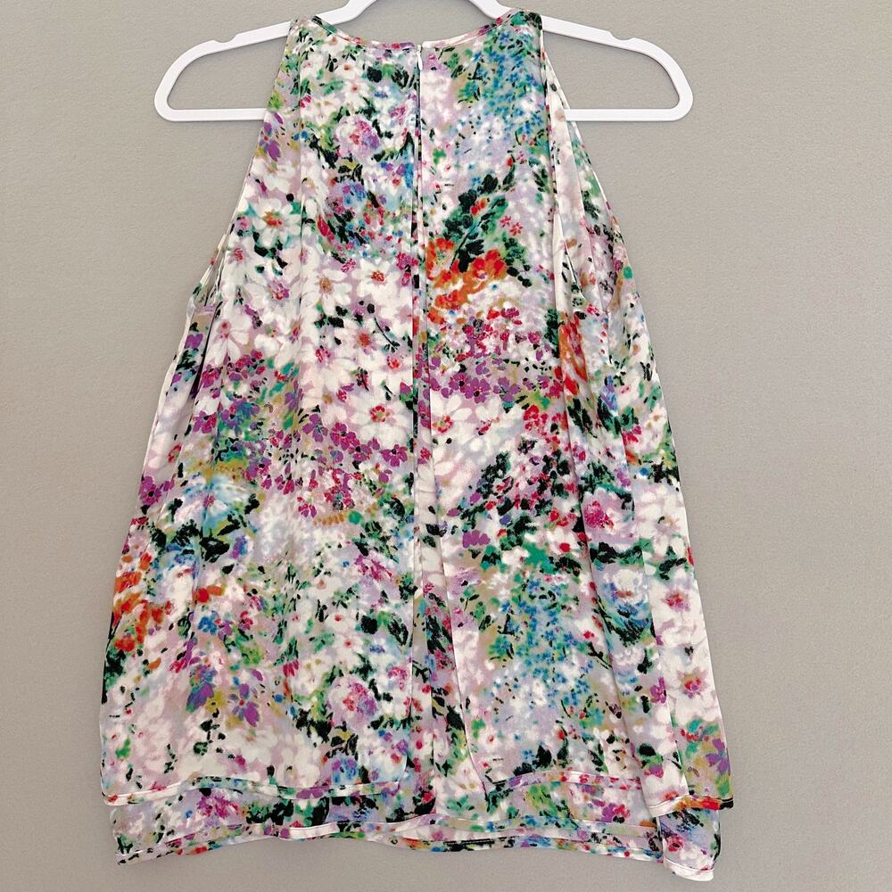 Violet & Claire Multicolored Watercolor Floral Layered Tank Sleeveless Blouse M - Picture 4 of 9